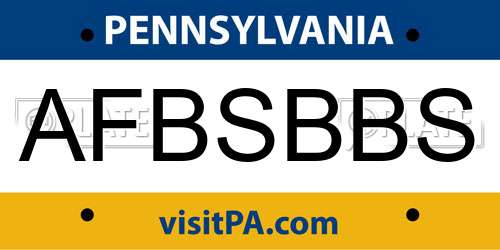 AFBSBBS Pennsylvania License Plate