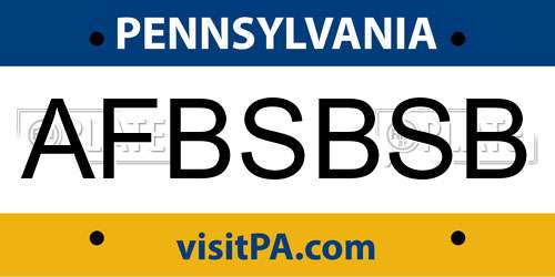 AFBSBSB Pennsylvania License Plate