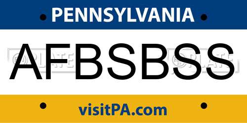 AFBSBSS Pennsylvania License Plate