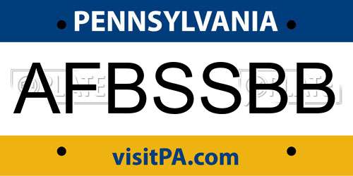 AFBSSBB Pennsylvania License Plate