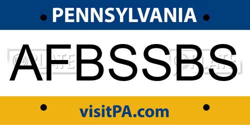 AFBSSBS Pennsylvania License Plate