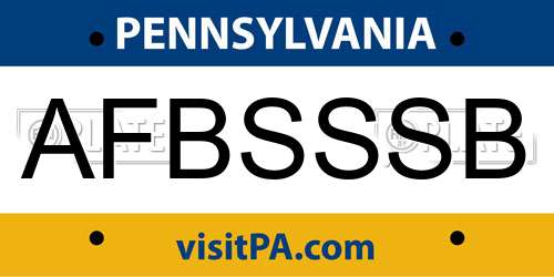 AFBSSSB Pennsylvania License Plate