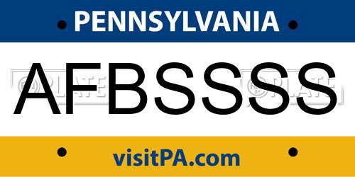 AFBSSSS Pennsylvania License Plate