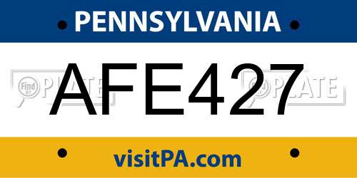 AFE427 Pennsylvania License Plate