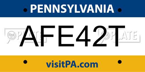 AFE42T Pennsylvania License Plate