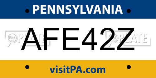 AFE42Z Pennsylvania License Plate