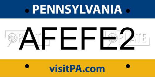 AFEFE2 Pennsylvania License Plate