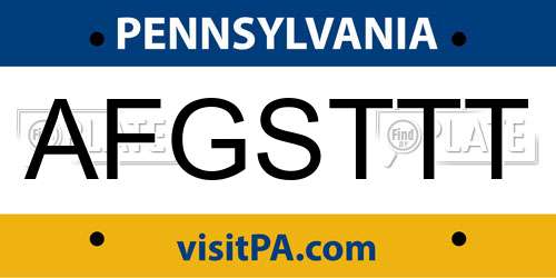 AFGSTTT Pennsylvania License Plate