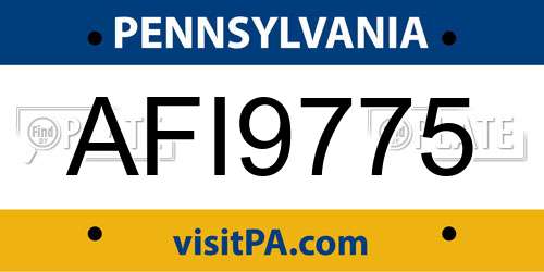 AFI9775 Pennsylvania License Plate
