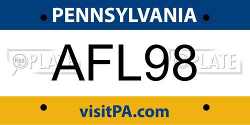 AFL98 Pennsylvania License Plate