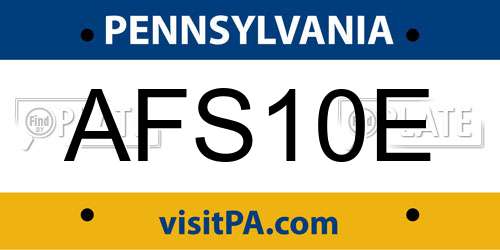 AFS10E Pennsylvania License Plate