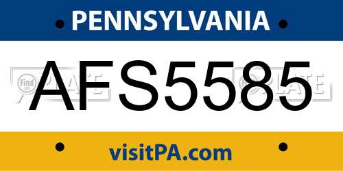 AFS5585 Pennsylvania License Plate