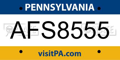 AFS8555 Pennsylvania License Plate