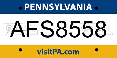 AFS8558 Pennsylvania License Plate