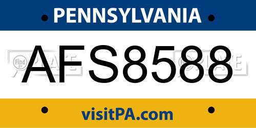 AFS8588 Pennsylvania License Plate