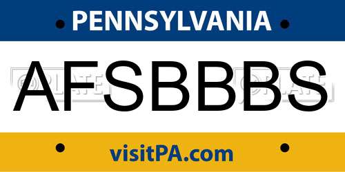 AFSBBBS Pennsylvania License Plate
