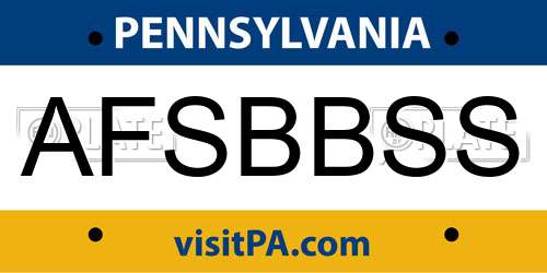 AFSBBSS Pennsylvania License Plate
