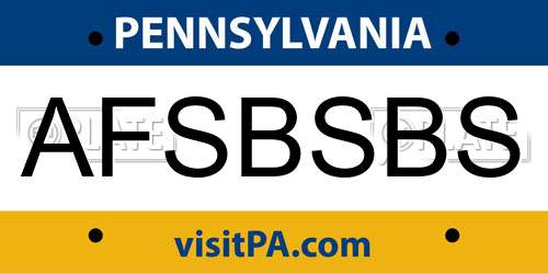 AFSBSBS Pennsylvania License Plate