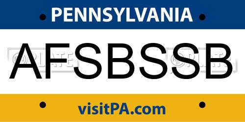 AFSBSSB Pennsylvania License Plate