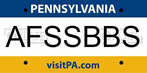 AFSSBBS Pennsylvania License Plate