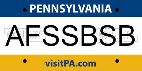 AFSSBSB Pennsylvania License Plate