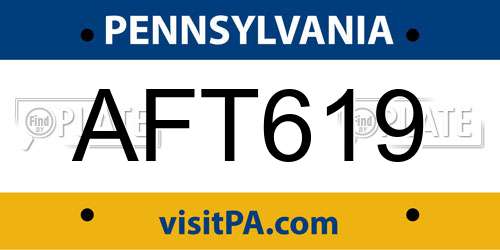 AFT619 Pennsylvania License Plate