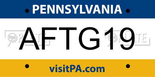 AFTG19 Pennsylvania License Plate