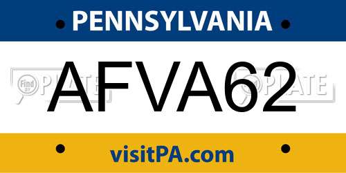 AFVA62 Pennsylvania License Plate
