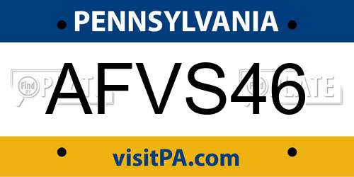 AFVS46 Pennsylvania License Plate