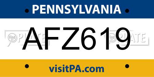AFZ619 Pennsylvania License Plate
