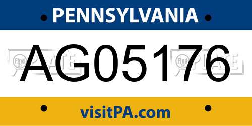 AG05176 Pennsylvania License Plate