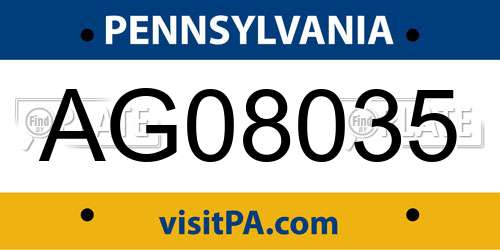AG08035 Pennsylvania License Plate