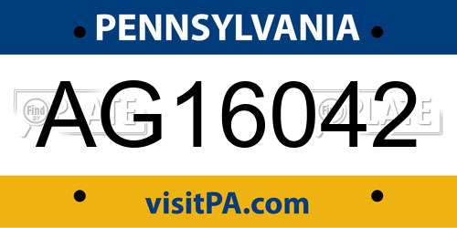 AG16042 Pennsylvania License Plate
