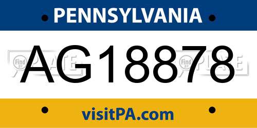AG18878 Pennsylvania License Plate
