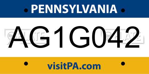 AG1G042 Pennsylvania License Plate