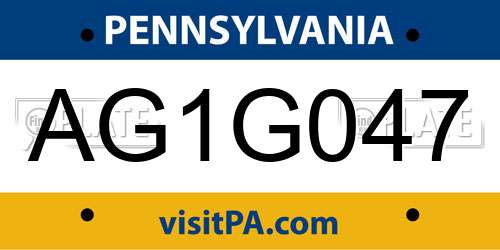 AG1G047 Pennsylvania License Plate