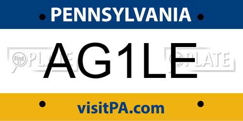 AG1LE Pennsylvania License Plate