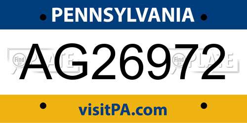AG26972 Pennsylvania License Plate