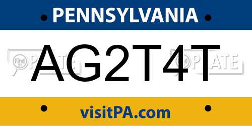 AG2T4T Pennsylvania License Plate
