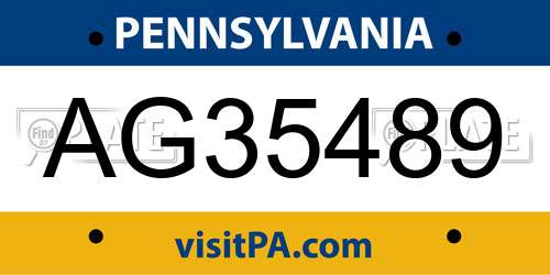 AG35489 Pennsylvania License Plate