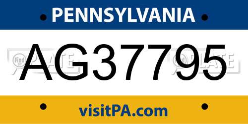 AG37795 Pennsylvania License Plate