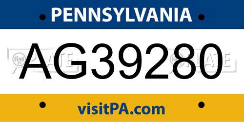 AG39280 Pennsylvania License Plate