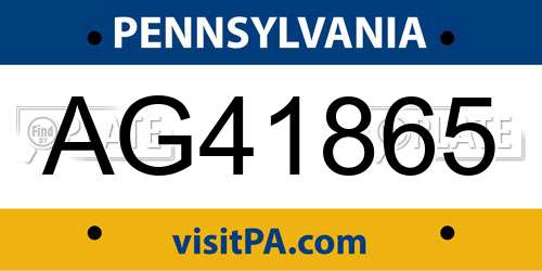 AG41865 Pennsylvania License Plate