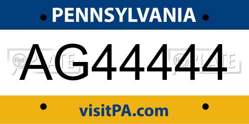 AG44444 Pennsylvania License Plate