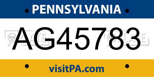 AG45783 Pennsylvania License Plate