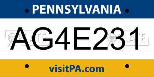 AG4E231 Pennsylvania License Plate
