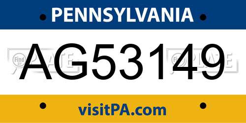 AG53149 Pennsylvania License Plate