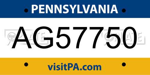 AG57750 Pennsylvania License Plate