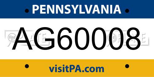 AG60008 Pennsylvania License Plate