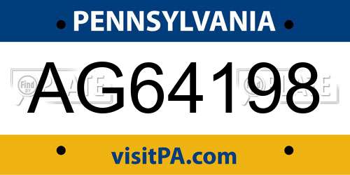 AG64198 Pennsylvania License Plate